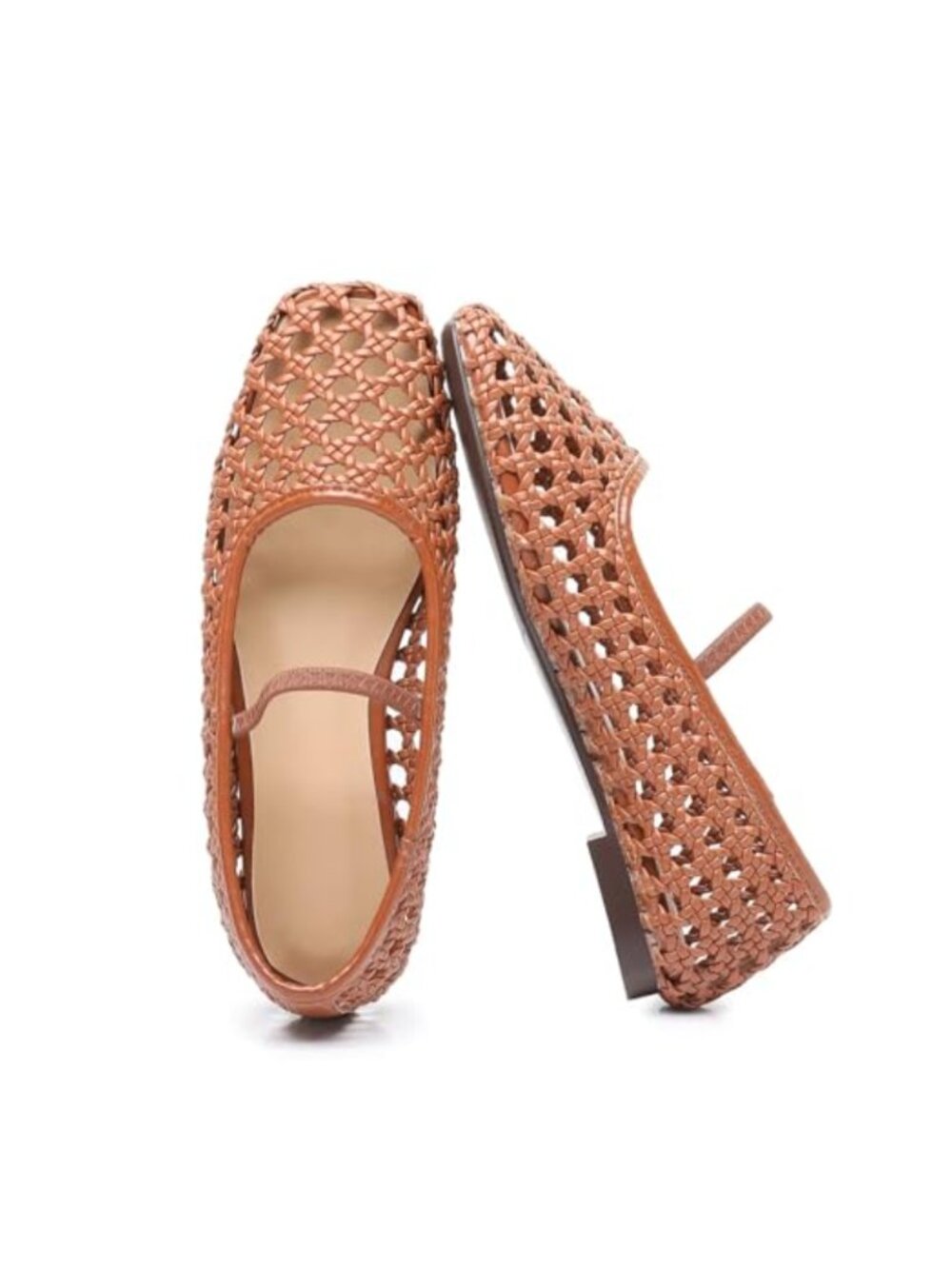 Women's Woven Mesh Mary Jane Flats Round Toe Comfortable Dress Shoes